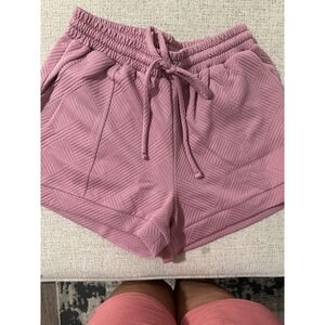 Zenana Jacquard Texture Shorts Womens Large Mauve Excellent Drawstring PP-7539Y